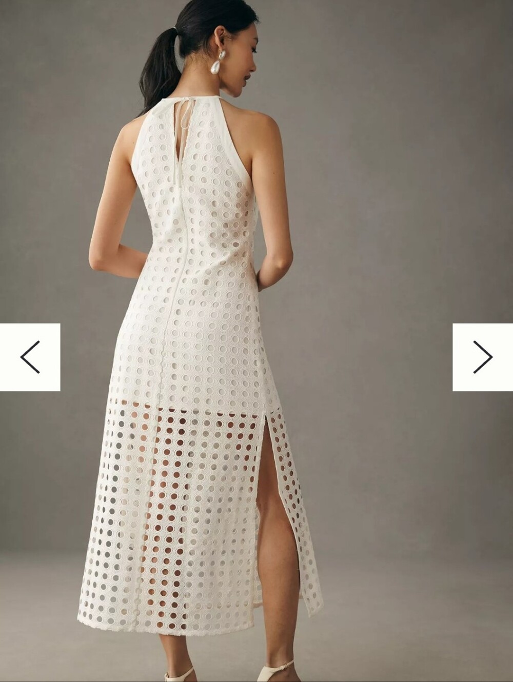 Anthropologie White Eyelet Halter Maxi Dress - Picture 5 of 6